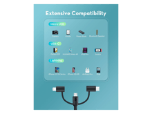 RAVPower RP-CB1033 3 in 1 Type-A To Micro+type C+lightning Cable 1.2m - Best Prices