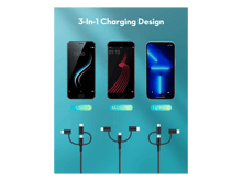 RAVPower RP-CB1033 3 in 1 Type-A To Micro+type C+lightning Cable 1.2m - Best Prices