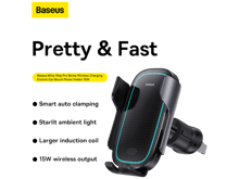 Baseus Milky Way Pro Series Wireless Charging Electric Car Mount Phone Holder 15W - Best Prices