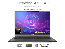ام اس اي لابتوب Creator A16 AI+ Copilot+ AMD Ryzen™ AI 9 365 50 NPU TOPS, NVIDIA GeForce RTX 4060 8GB, 16" QHD+ 240Hz Aluminum LightWeight - أفضل سعر