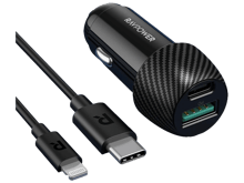 RAVPower RP-VC031 Total 49W Car Charger + 1m Lightning Cable
