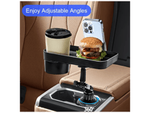 3-in-1 Adjustable Car Cup Holder Tray with Expanding Base & Phone Mount - Best Prices