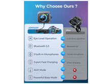 JoyRoom JR-CL18 30W PD Type-C + USB Car Charger LED Display Bluetooth Adapter FM Transmitter with Coiled Cable - Best Prices