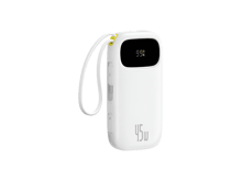 Baseus Energy Fill FC31 Digital Display Power Bank, 2Built in USB-C Cable, 45Watts, 20000M, Moon White - Best Prices
