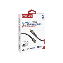 PROMATE 60W Power Delivery Ultra-Fast USB-C Cable with Transparent Shells 1.2m - Best Prices