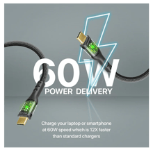 PROMATE 60W Power Delivery Ultra-Fast USB-C Cable with Transparent Shells 1.2m - Best Prices
