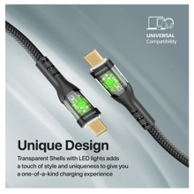 PROMATE 60W Power Delivery Ultra-Fast USB-C Cable with Transparent Shells 1.2m - Best Prices