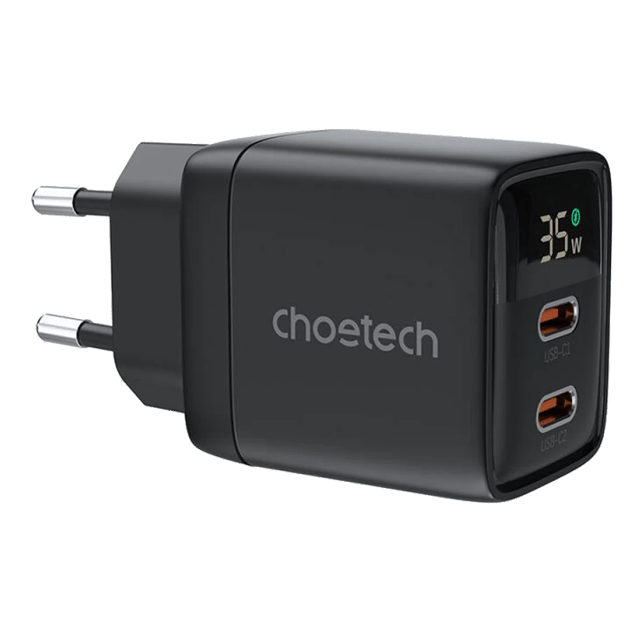 Choetech PD 35W GAN3 Dual Port Type-C Charger with LED Display
