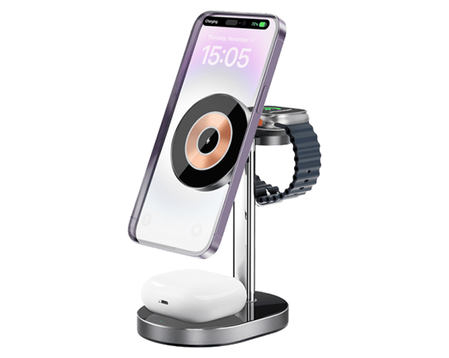 WiWU Wi-003 3 in 1 Wireless Charging Station Transparent 15W