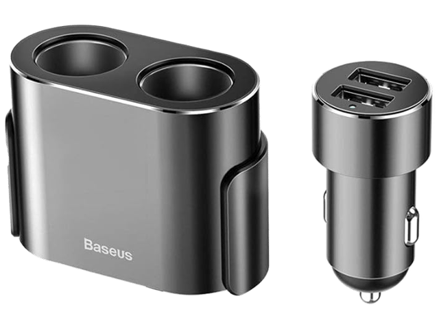 بيسوس شاحن سيارة مزدوج 80 وات + منفذ USB مزدوج 3.1 أمبير