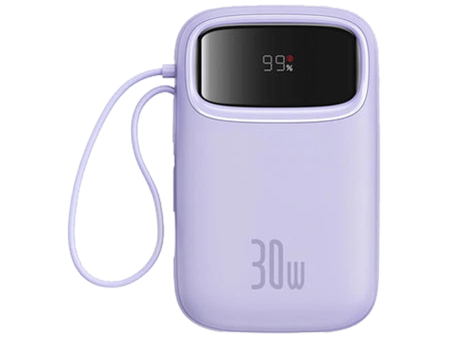 OS-Baseus QPow 2 Digital Display Fast-Charging Power Bank with 2 Built-in Type-C Cable 30W