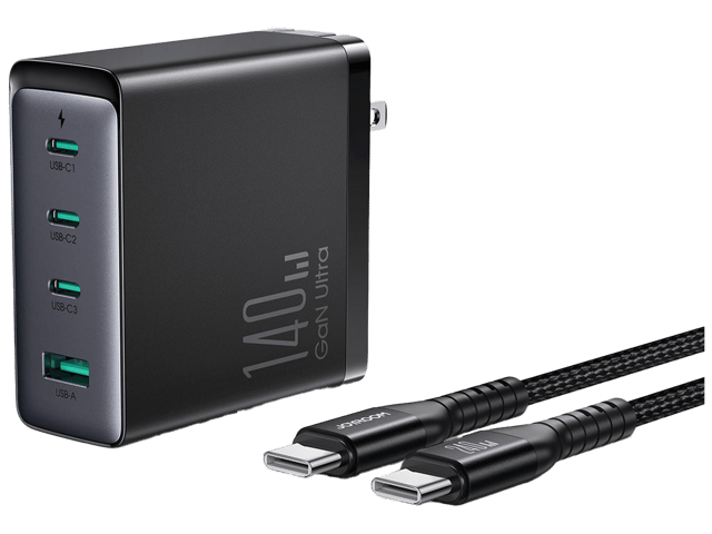 JoyRoom GaN Ultra JR-TCG05 140W 3C1A Fast Charger +240W C to C Cable 1.2m