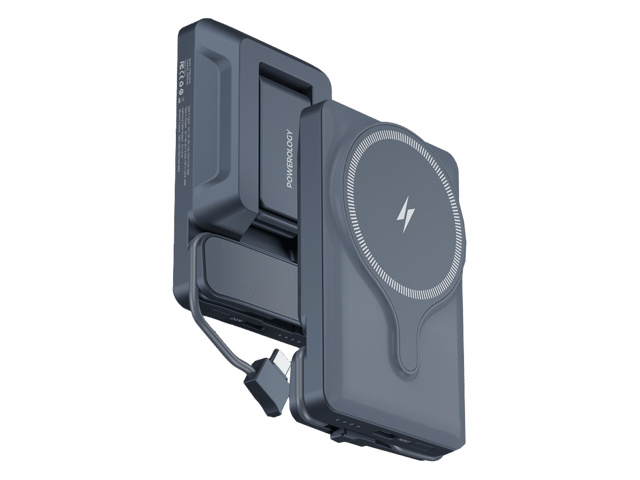 Powerology 5000mAh Power Bank With Magnetic Wireless Charger Car Mount