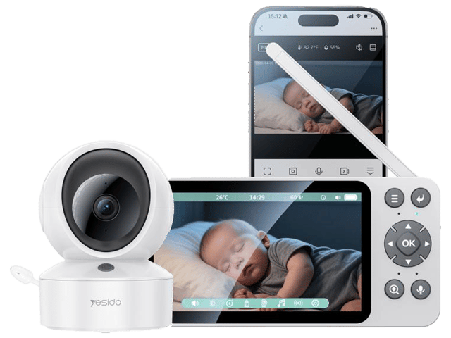 Yesido KM28 Smart 5-inch HD WiFi Baby Monitor with Crying/Motion Detection