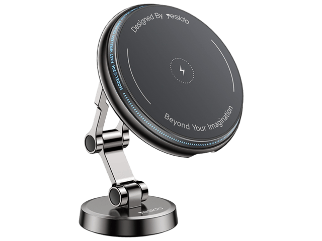 Yesido C306 360 Rotation Three Axis Stable Anti Shake Zinc Alloy 15W Wireless Charging Phone Holder