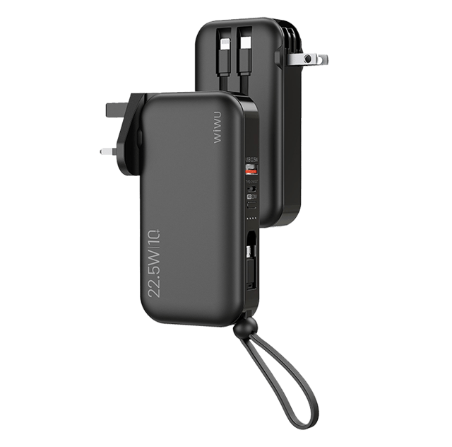 WiWU JC-23 20,000mAh Power Bank 22.5W with Built-In Cable and Led Display