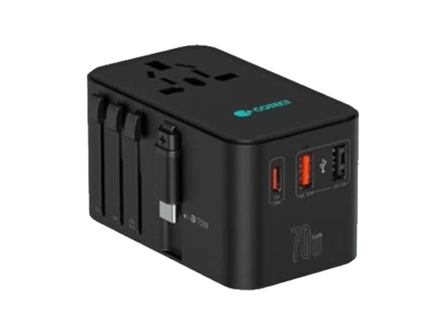Coteci 70W GaN Universal Travel Charger With Type-C Retractable