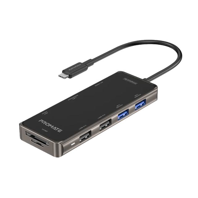 PROMATE 9 in 1 Ultra Compact Multiport Hub 100W Power Delivery