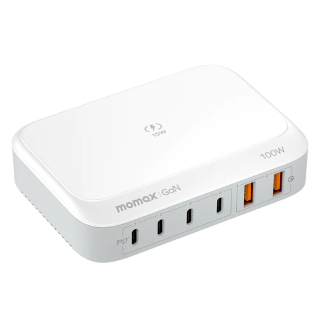 Momax Q.PLUG BOX 100W 6-Port GaN with Wireless Charging